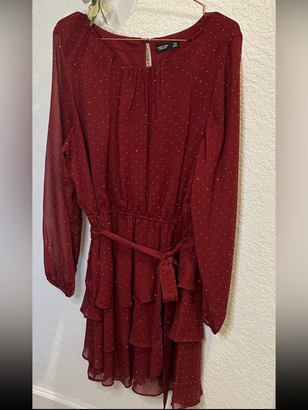 Simply Vera Vera Wang Burgundy Dress with White Accents